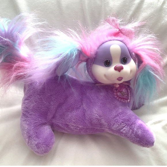 Other - Puppy Surprise Purple Plush Purse Bag Rainbow Hair Puppy Dog 12" Plush Toy